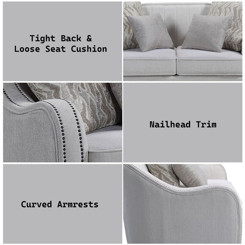 Mahler - Loveseat With 4 Pillows - Beige Linen