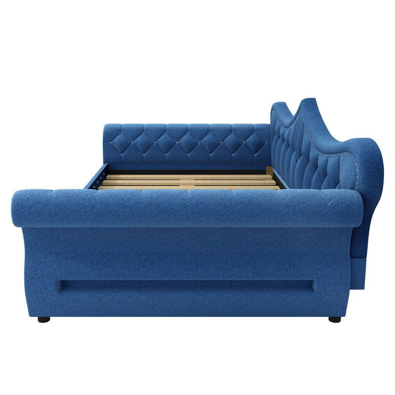 Upholstered Daybed With LED Lighting And Nailhead Trim