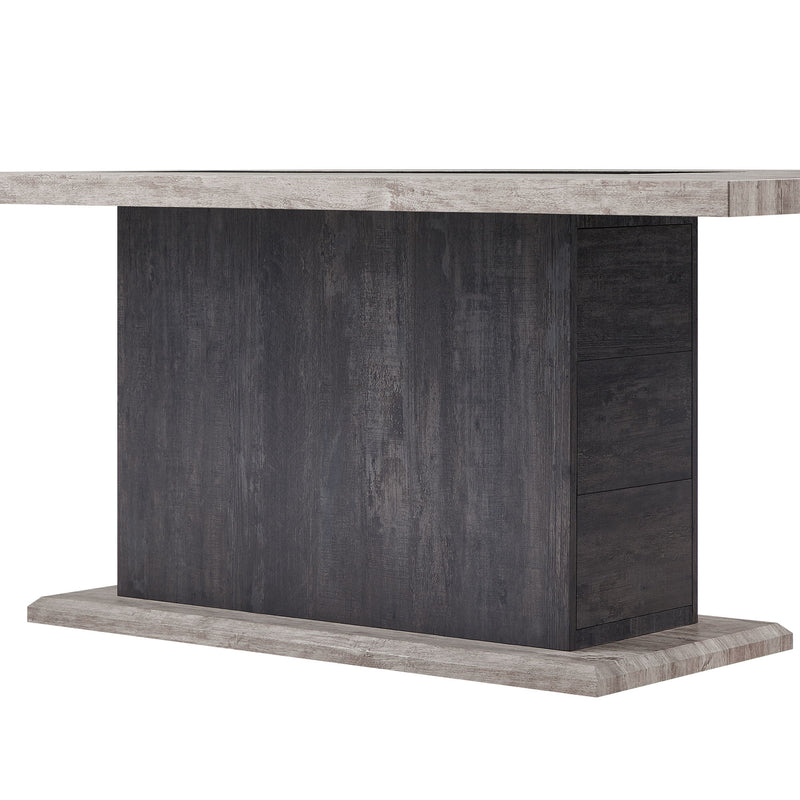 D8030DT - Dining Table Base With Storage Drawers - Black / Brown