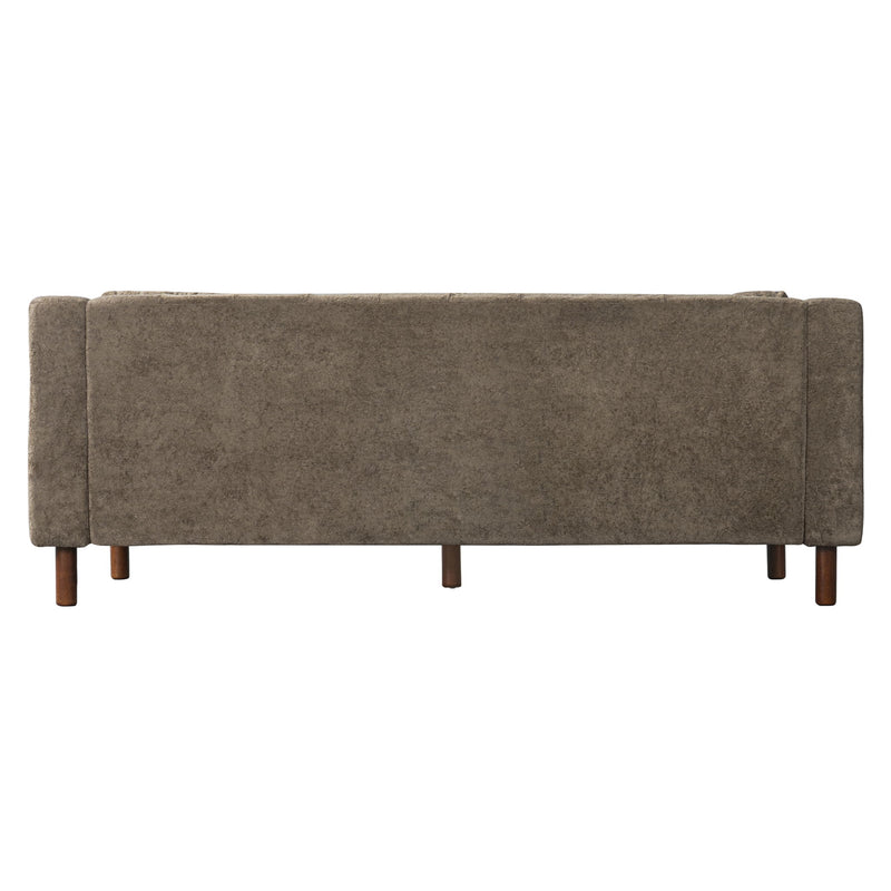 3 Seater Sofa With Square Arms, Tufted Pillow Back For Living Room