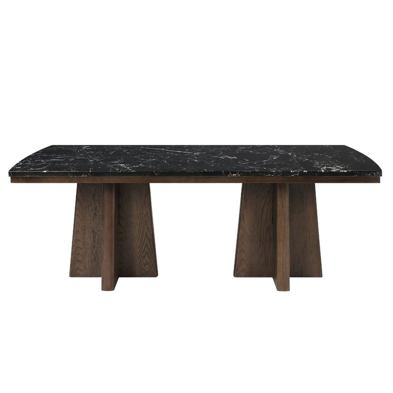 Estella - Dining Table With Marble Top - Black Natural Marble Top & Walnut