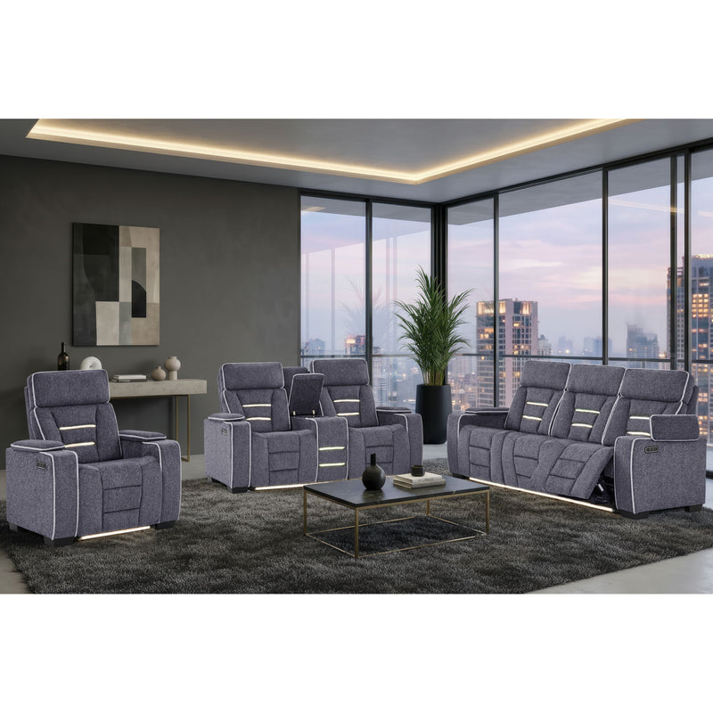 Austin - 3 Piece Reclining Sofa And Loveseat With Storage Arms - Gray