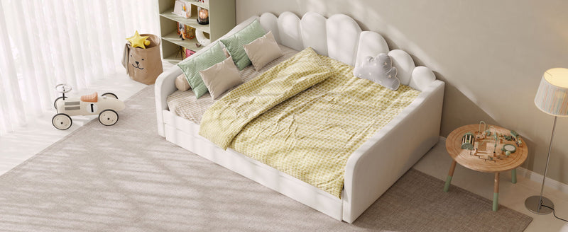 Shell Shaped Upholstered Daybed Frame With Slats