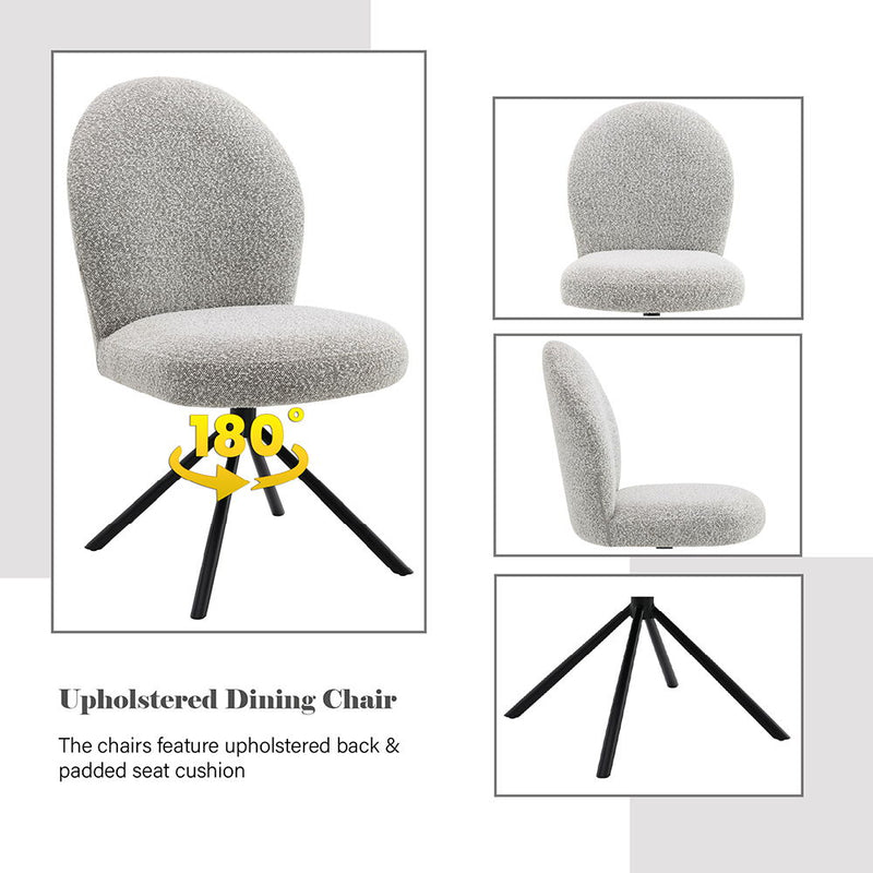 Lawton - Side Chair With Swivel (Set of 2) - Gray Boucle & Black