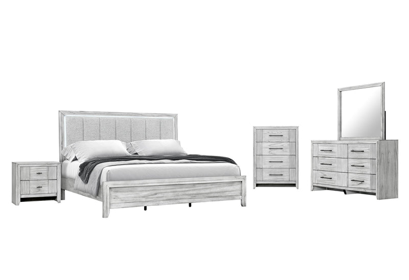 Elsie - 5 Piece King Bedroom Set - Light Gray
