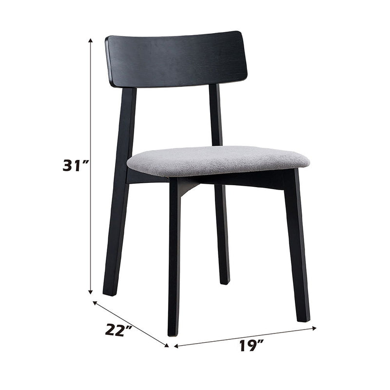 Real - Side Chair (Set of 2) - Gray Linen & Black