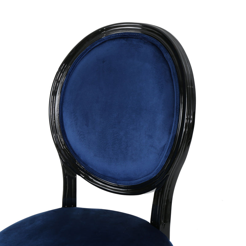 French Country Inspired Dining Chair With Iconic Round Backrest - Navy Blue