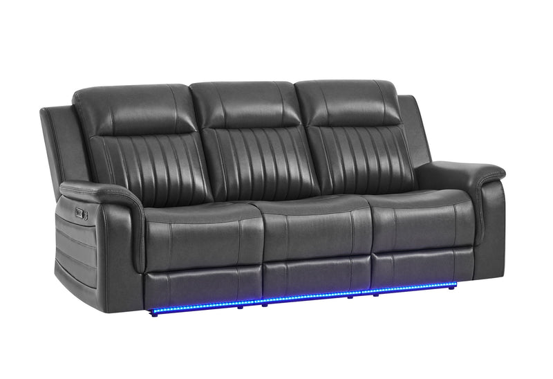 U8879 - 2 Piece Living Room Set (Power Reclining Sofa With LED And Global Surround System And Power Console Reclining Loveseat) - Charcoal