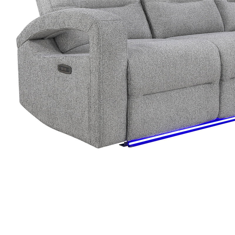 Isolde - Power Reclining Sofa, LED Lighting - Gray