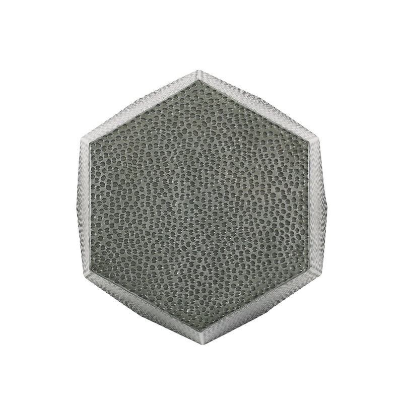 Modern Hammered Iron Geometric End Table