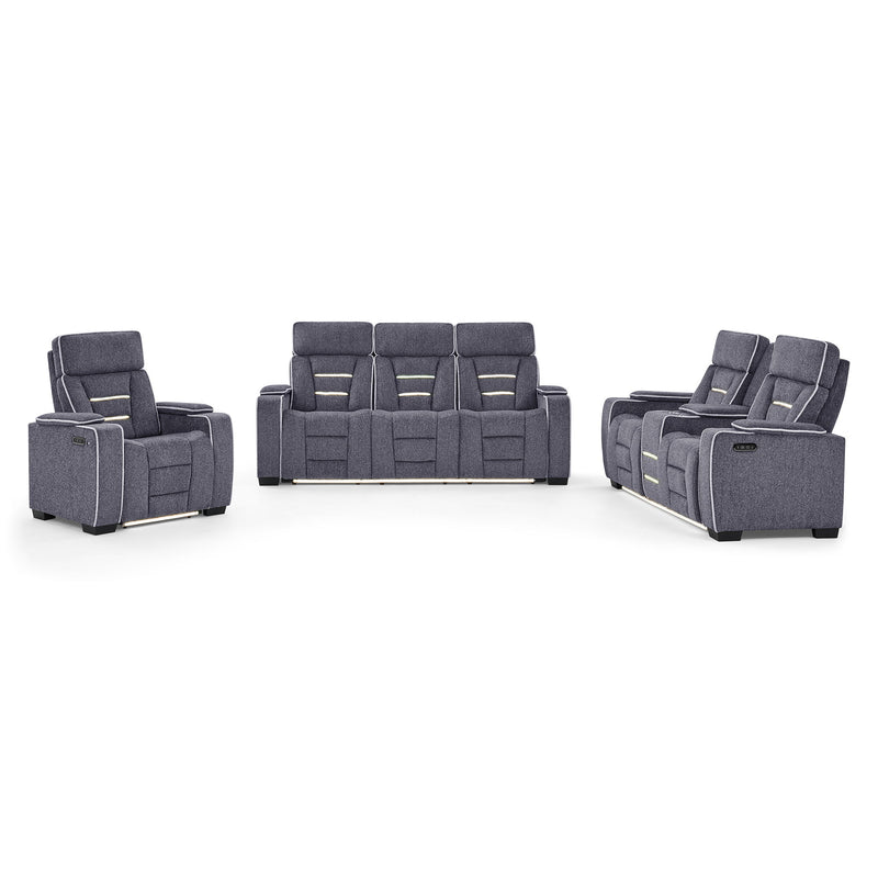 Austin - 3 Piece Reclining Sofa And Loveseat With Storage Arms - Gray