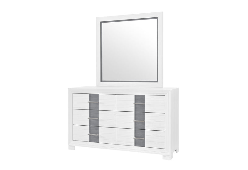 Optimus - 4 Piece Bedroom Set (Full Bed, Dresser, Mirror, Nightstand) - White