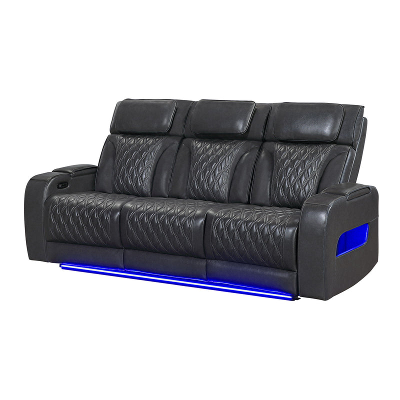 U8611 - Power Reclining Sofa With Power Headrest And LED - Charcoal