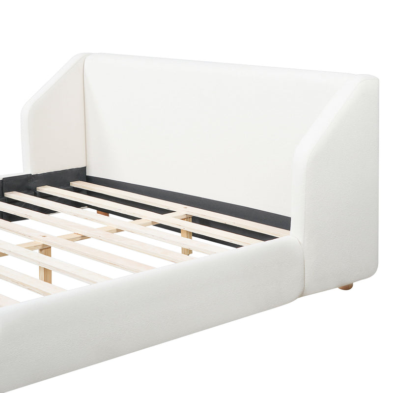 Modern Upholstered Bed Frame With Wingback Headboard