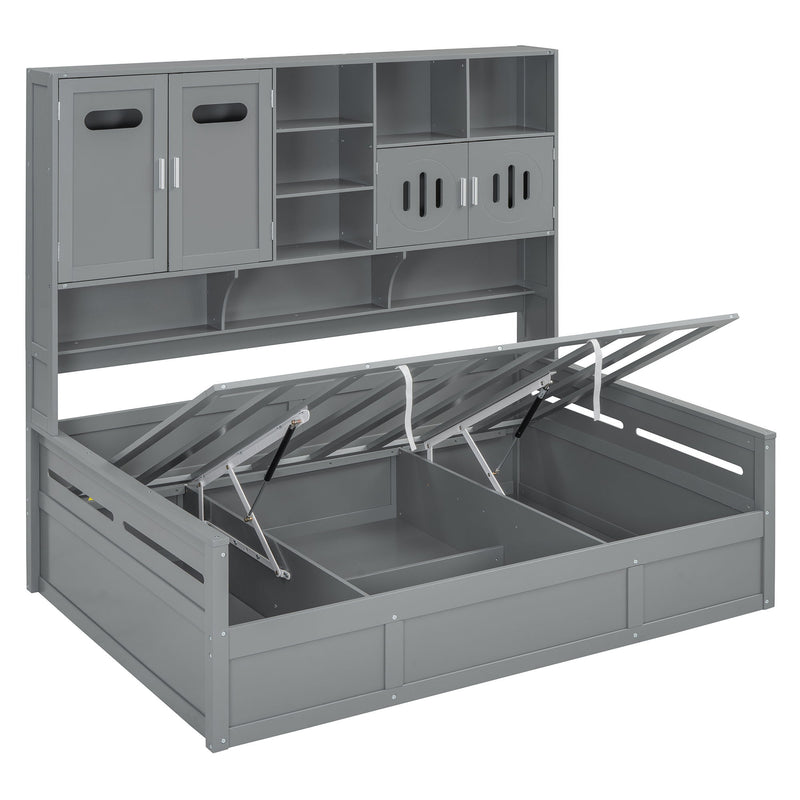 Daybed With All-In-One Cabinet And Shelf