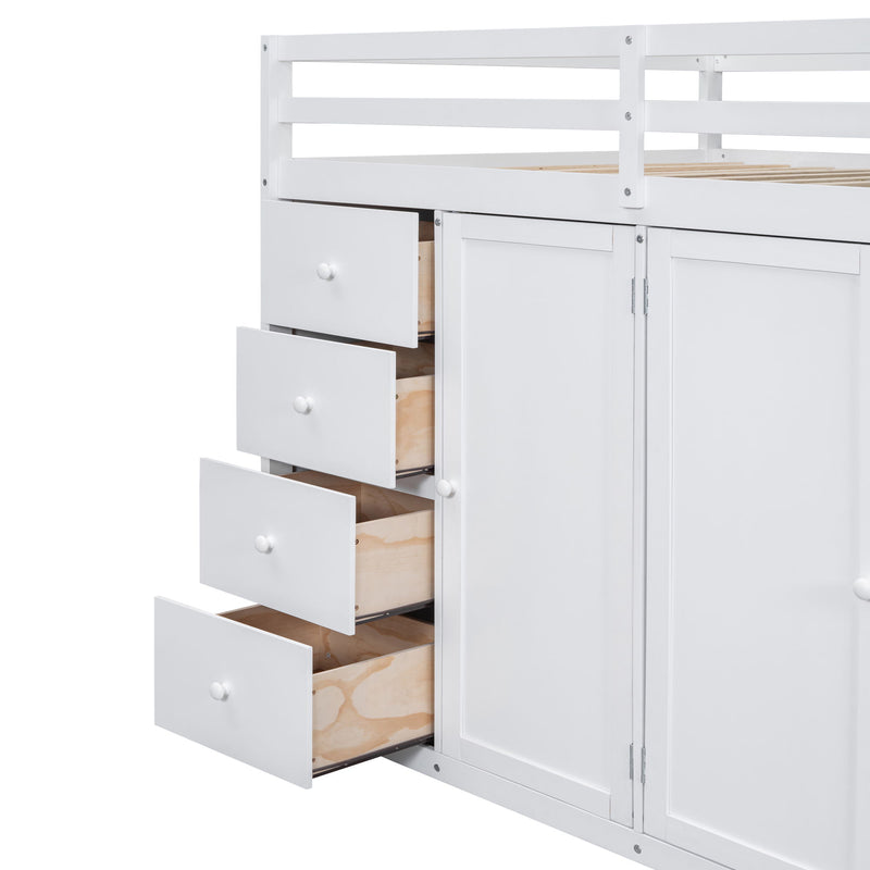 Loft Bed With Built In Wardrobes, Cabinets And Drawers