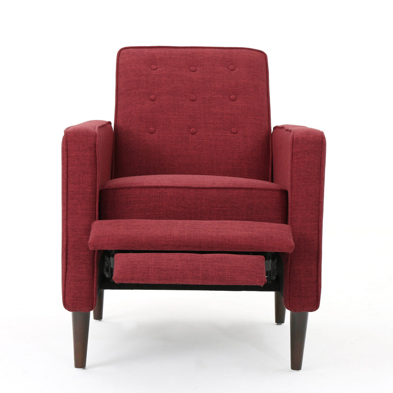 Mid-Century Modern Recliner With Button Tufted Waffle Stitch