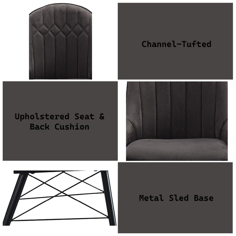 Abraham - Side Chair (Set of 2) - Dark Gray Fabric & Black