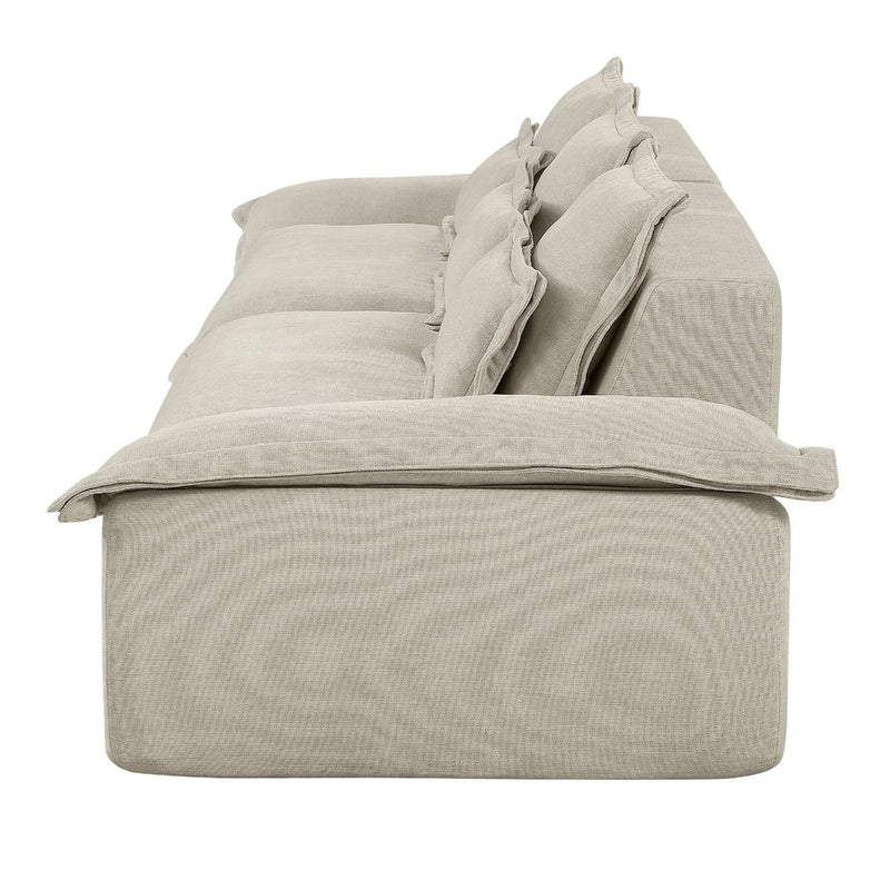 Jesse - Oversized Sofa With 6 Pillows - Beige Linen