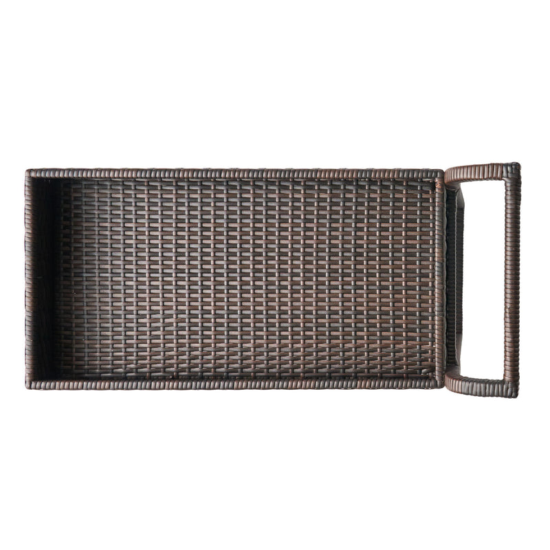Resin Wicker Bar Cart With Metal Frame - Brown