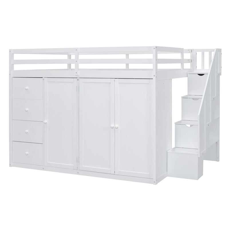 Loft Bed With Built In Wardrobes, Cabinets And Drawers