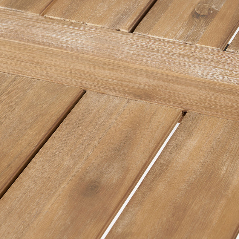 Outdoor Weather Resistant Dining Table With Slat Panel Design - Natural / Gray
