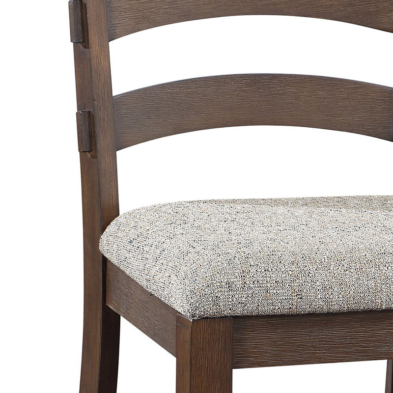 Pascaline - Side Chair (Set of 2) - Gray Fabric, Rustic Brown & Oak