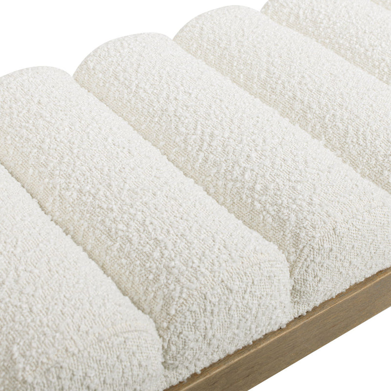Bella - Upholstered Modern Accent Bench - Ivory White