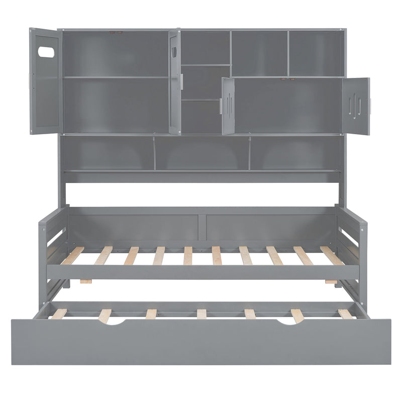 Daybed With All-In-One Cabinet And Shelf