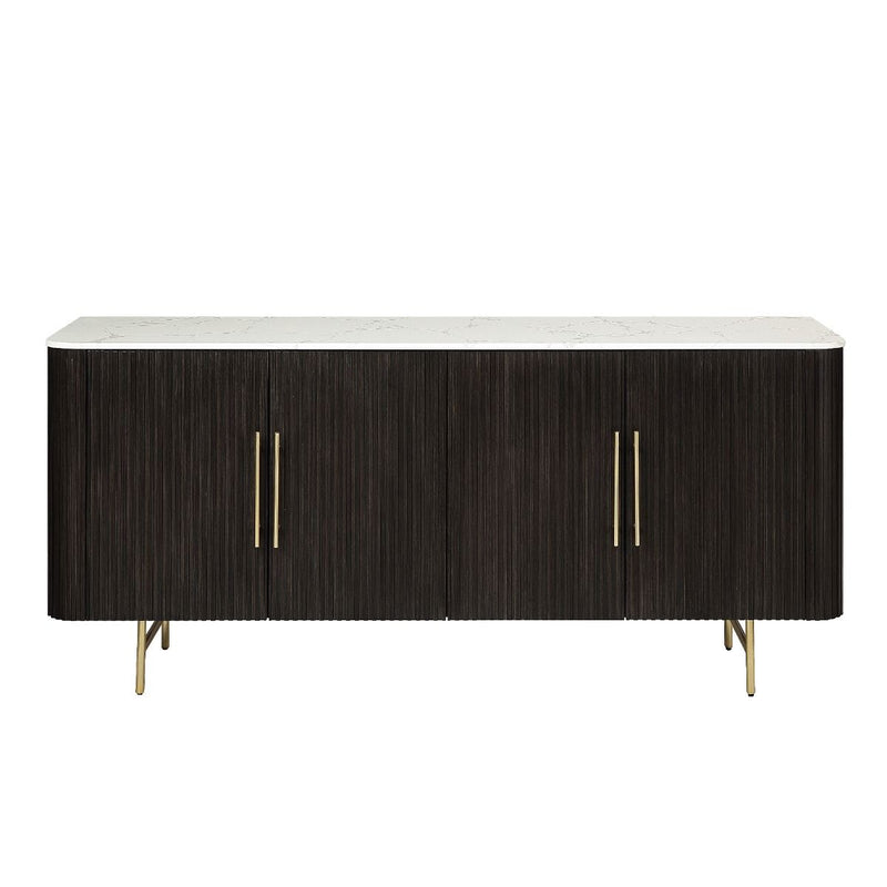 Clayten - Server - White Natural Marble Top & Espresso