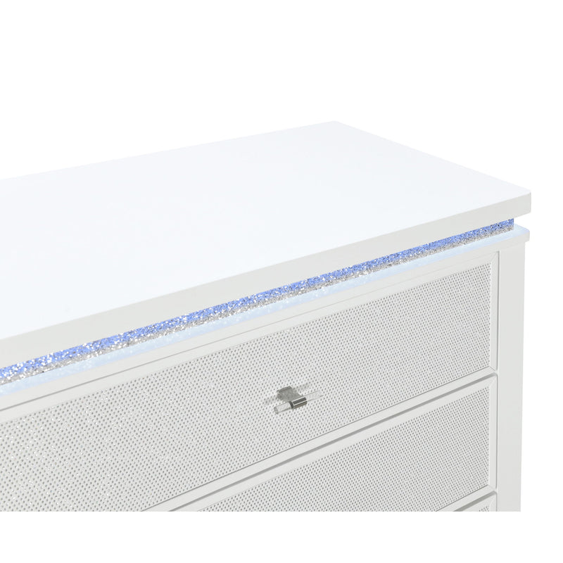Adalid - Nightstand With Glittered Drawer Front And LED Lighting - White