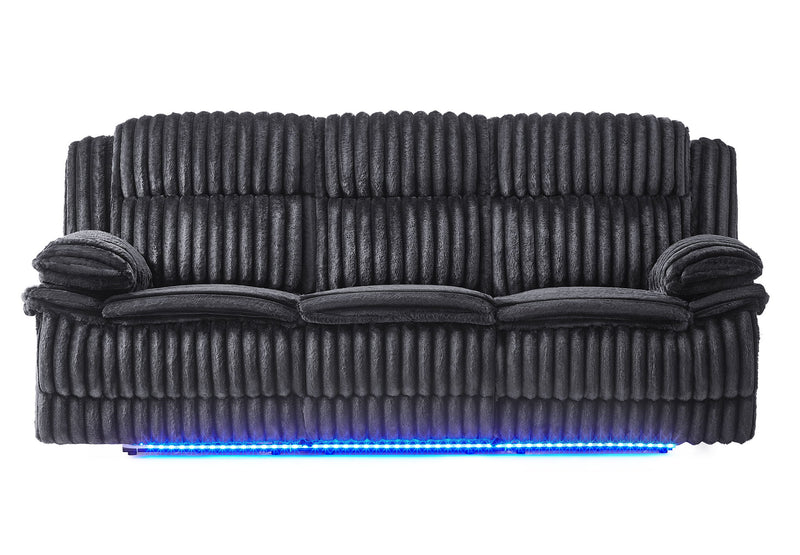 U8686 - Power Reclining Sofa With LED & Power Console Reclining Loveseat With LED & Power Recliner - Black