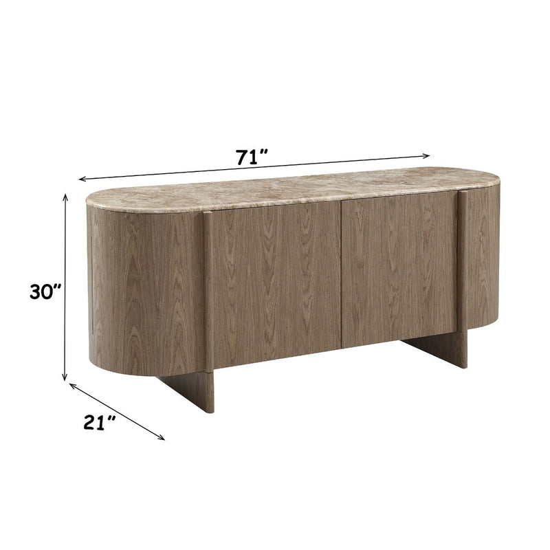 Markku - Console Table With Natural Marble - Oak
