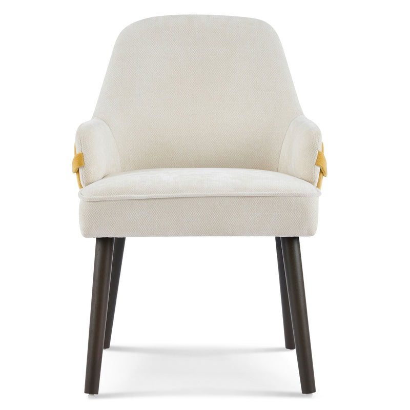 Indoor Dining Chair (Set of 2) With Sturdy Frame - Beige / Yellow