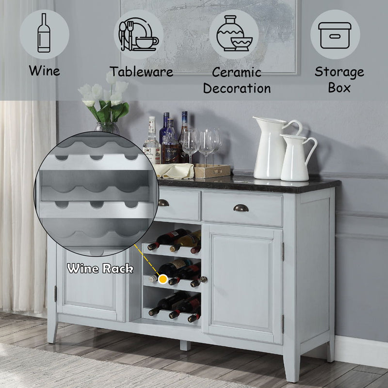 Lanton - Server - Natural Marble & Antique White