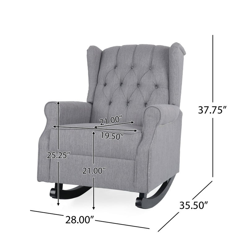 Sheila - Contemporary Fabric Tufted Wingback Rocking Chair - Gray