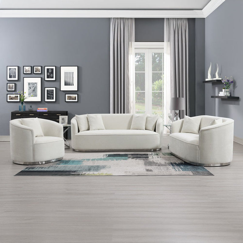 Odette - Loveseat With 2 Pillows - Beige Chenille